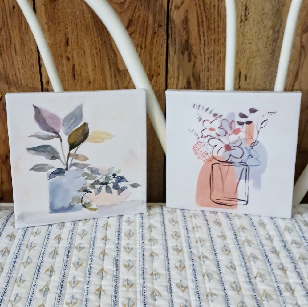 Colorful Flowers Wall Art - Set of 2 Canvas Photos